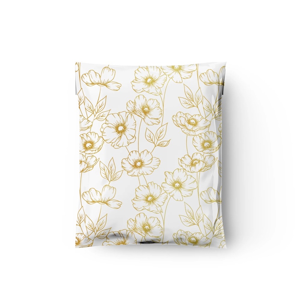 Gold Peonies Poly Mailer’s 10x13 Pack of 25 - Picture 4 of 11